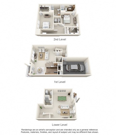 Floor plan for 2 beds, 3.5 baths, 2016 sqft